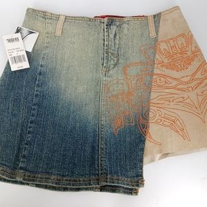 Indigo Red Lux Industrial Denim Mini Skirt Size 8